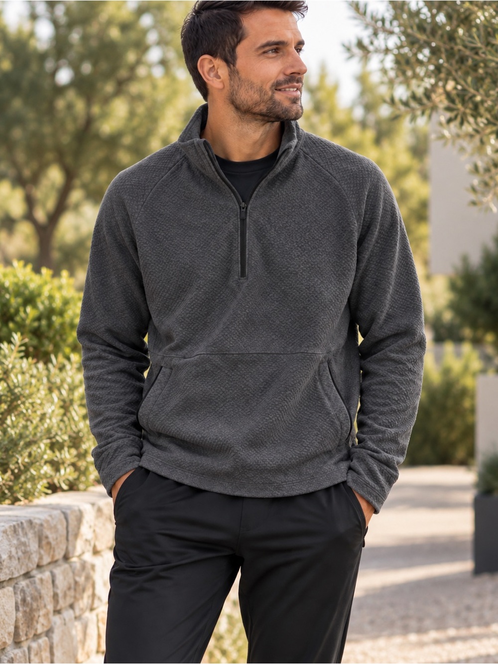 Lululemon At Ease Half-Zip Pullover Mens M Heathered Gray LM3DLUS